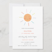 レインボーレイズキッズの誕生日パーティーピーチ 招待状 (正面)