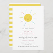 レインボーレイズキッドの誕生日パーティーのサンシャイン 招待状 (正面/裏面)