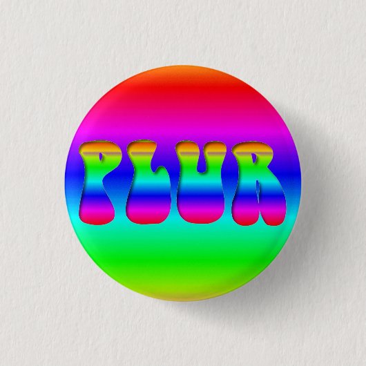 レインボーレイブ「PLUR」ピン 缶バッジ (正面)