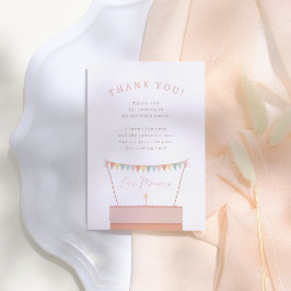 レインボーレイヤケーキガールフォトバースデーパーティー サンキューカード