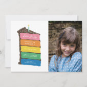 レインボーレイヤーケーキとフォトバースデーパーティー 招待状 (正面)