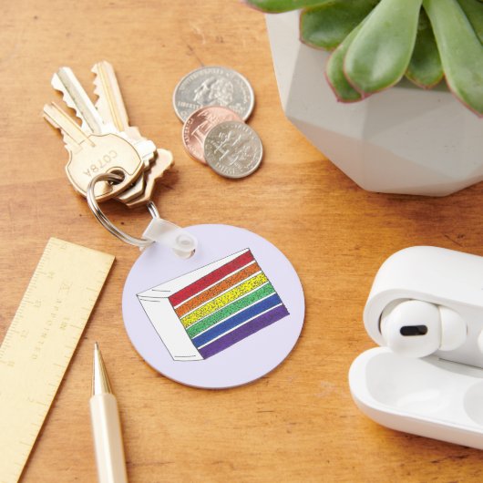 レインボーレイヤーケーキゲイプライド結婚のLGBTをスライス キーホルダー (デスク)