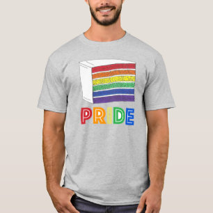 レインボーレイヤーケーキスライスハートLGBTゲイプライドラブ Tシャツ