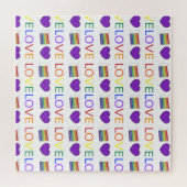 レインボーレイヤーケーキスライスLGBTゲイプライドラブハート ジグソーパズル (横)