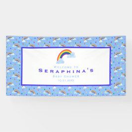 レインボーレインクラウドスカイ赤ちゃんシャワー 横断幕