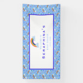 レインボーレインクラウドスカイ赤ちゃんシャワー 横断幕 (縦)