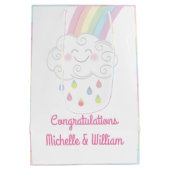 レインボーレインドロップベビーシャワー散水 ミディアムペーパーバッグ (裏面)