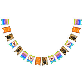 レインボーレオグリッターバースデーパーティー バンティングフラッグ