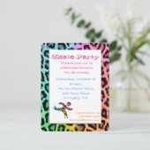 レインボーレオパードローラースケート誕生日招待状 招待状 (スタンド正面)