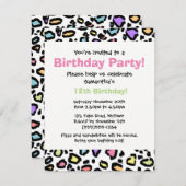 レインボーレオパード印刷バースデーパーティーの招待 招待状 (正面/裏面)