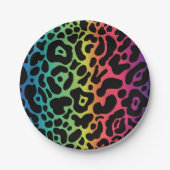 レインボーレオパード紙プレート ペーパープレート (正面)