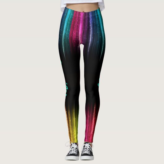 レインボーレギンスあなたの名前ウィメンズエクササイズパンツ レギンス (正面)