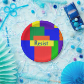 レインボーレジストパッチワークキルトデザイン紙プレート ペーパープレート (パーティー)