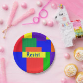 レインボーレジストパッチワークキルトデザイン紙プレート ペーパープレート (パーティー)