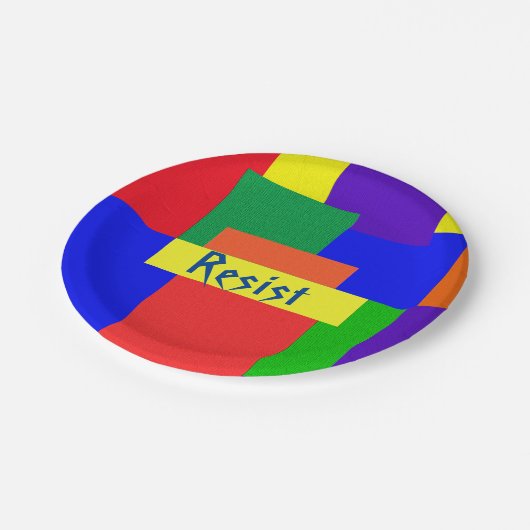 レインボーレジストパッチワークキルトデザイン紙プレート ペーパープレート (アングル)