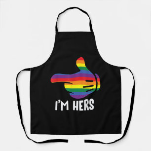 レインボーレズビアンカップルおもしろいLGBTプライドM エプロン