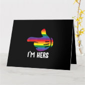 レインボーレズビアンカップルおもしろいLGBTプライドM カード (黄色い花)