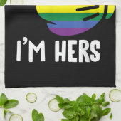 レインボーレズビアンカップルおもしろいLGBTプライドM キッチンタオル (折り畳み)