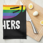 レインボーレズビアンカップルおもしろいLGBTプライドM キッチンタオル (四つ折り)