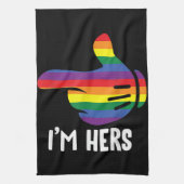 レインボーレズビアンカップルおもしろいLGBTプライドM キッチンタオル (縦)