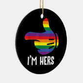 レインボーレズビアンカップルおもしろいLGBTプライドM セラミックオーナメント (右)