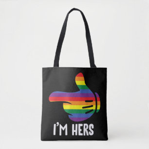 レインボーレズビアンカップルおもしろいLGBTプライドM トートバッグ