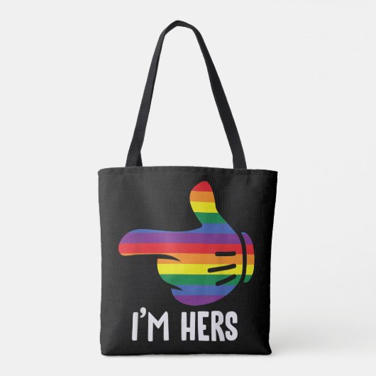 レインボーレズビアンカップルおもしろいLGBTプライドM トートバッグ (裏面)