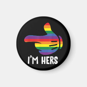レインボーレズビアンカップルおもしろいLGBTプライドM マグネット