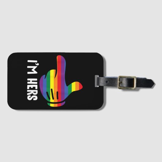 レインボーレズビアンカップルおもしろいLGBTプライドM ラゲッジタグ (正面横)