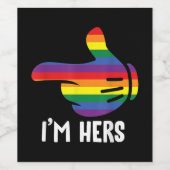 レインボーレズビアンカップルおもしろいLGBTプライドM ワインラベル (シングルラベル)