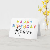 レインボーレターズシンプルスタイルパーソナライズされた誕生日 カード (黄色い花)