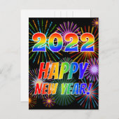 レインボーレター「2022」+「新年おめでとう!」 ポストカード (正面/裏面)