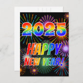 レインボーレター「2025」+「新年おめでとう!」 ポストカード (正面/裏面)