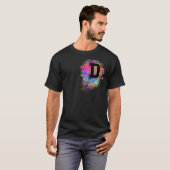 レインボーレターDイニシャルピカラフルンク Tシャツ (正面フル)