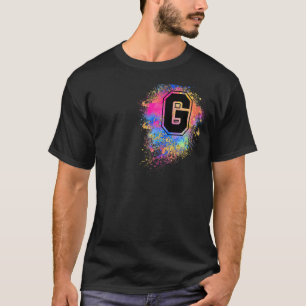 レインボーレターGイニシャルピモノグラムのッカラフルク Tシャツ