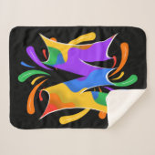 レインボーレターMモノグラム抽象芸術 シェルパブランケット (正面(横))