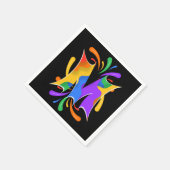 レインボーレターMモノグラム抽象芸術 スタンダードカクテルナプキン (角)