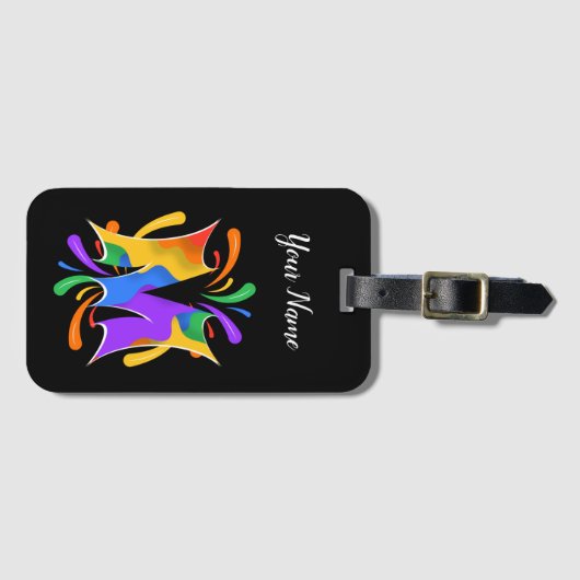 レインボーレターMモノグラム抽象芸術 ラゲッジタグ (正面横)