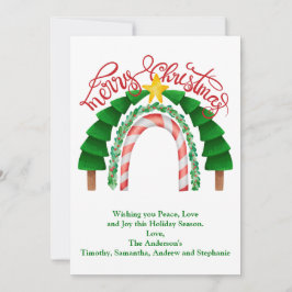レインボーレッドグリーンクリスマスツリーズキャンディカン シーズンカード