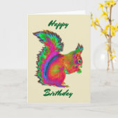 レインボーレッドリス。ハッピーバースデー。 カード (黄色い花)