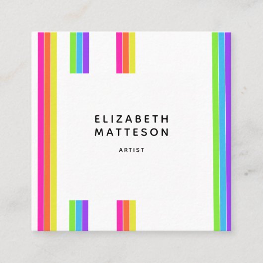 レインボーレトロストライプアーティスト スクエア名刺 (正面)