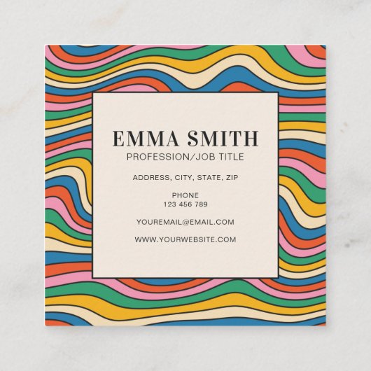 レインボーレトロストライプズ スクエア名刺 (裏面)