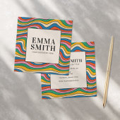 レインボーレトロストライプズ スクエア名刺