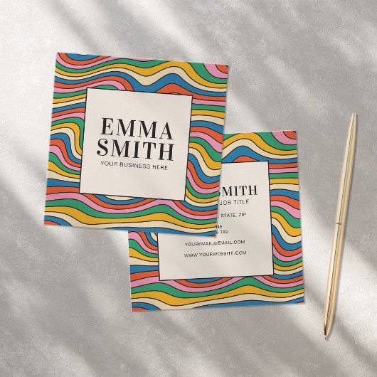 レインボーレトロストライプズ スクエア名刺