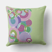 レインボーレトロスパイラルアートアブストラクションほこりっぽい薄紫 クッション (裏面)