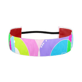 レインボーレトロスパイラルアートアブストラクションピンク アスレチックヘッドバンド