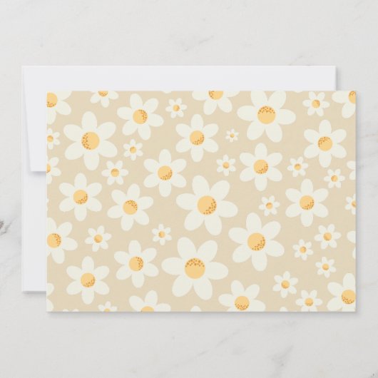 レインボーレトロデイジーファースト誕生日フォト招待状 ノートカード (裏面)