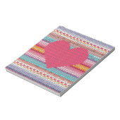 レインボーレトロハートウフェイクールニットバレンタイン ノートパッド (回転)