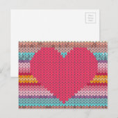 レインボーレトロハートフェイクウールニットバレンタイン シーズンポストカード (正面/裏面)