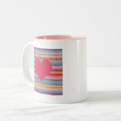 レインボーレトロハートフェイクウールニットバレンタイン ツートーンマグカップ (正面左)